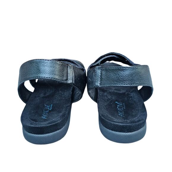 Black Crisscross Sandals Size 10 Canvas Synthetic Strappy Slingback Flats - Picture 5 of 12